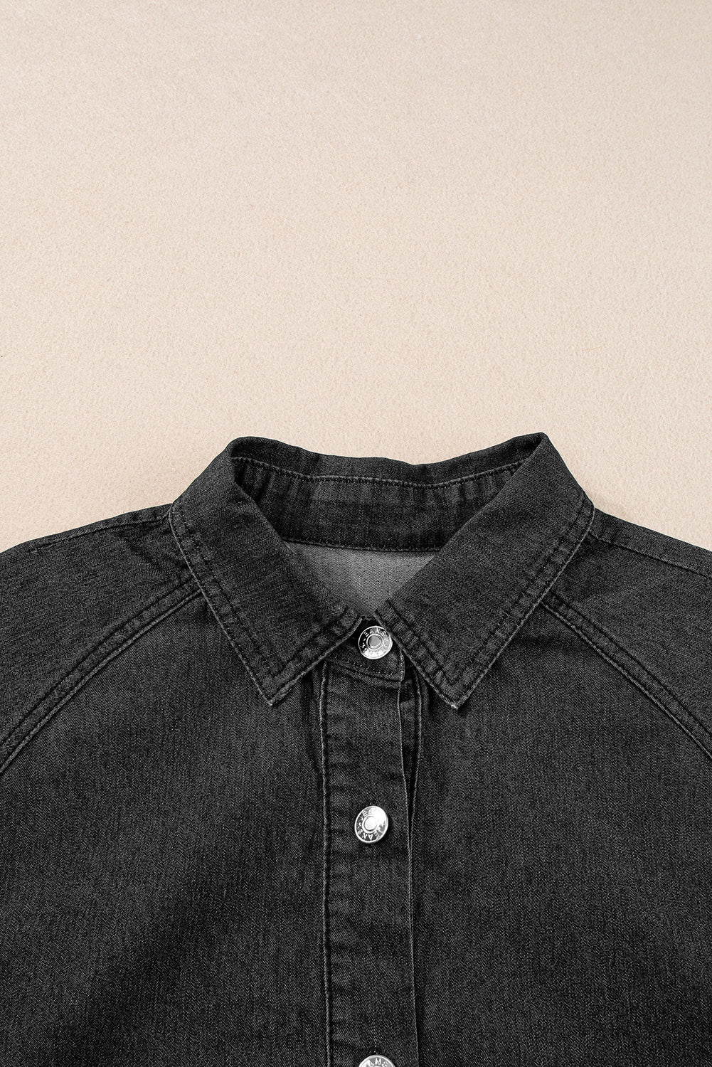 Dark Blue Short Sleeve Button Up Loose Denim Shirt Dress