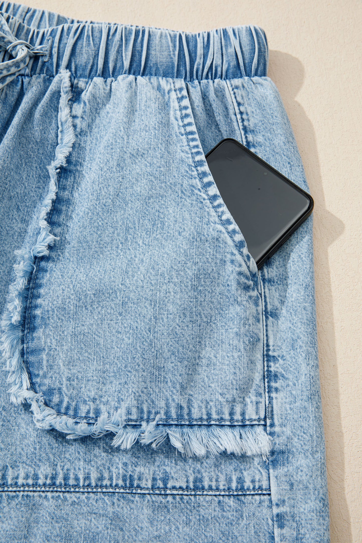 Myosotis Frayed Edge Casual Denim Shorts