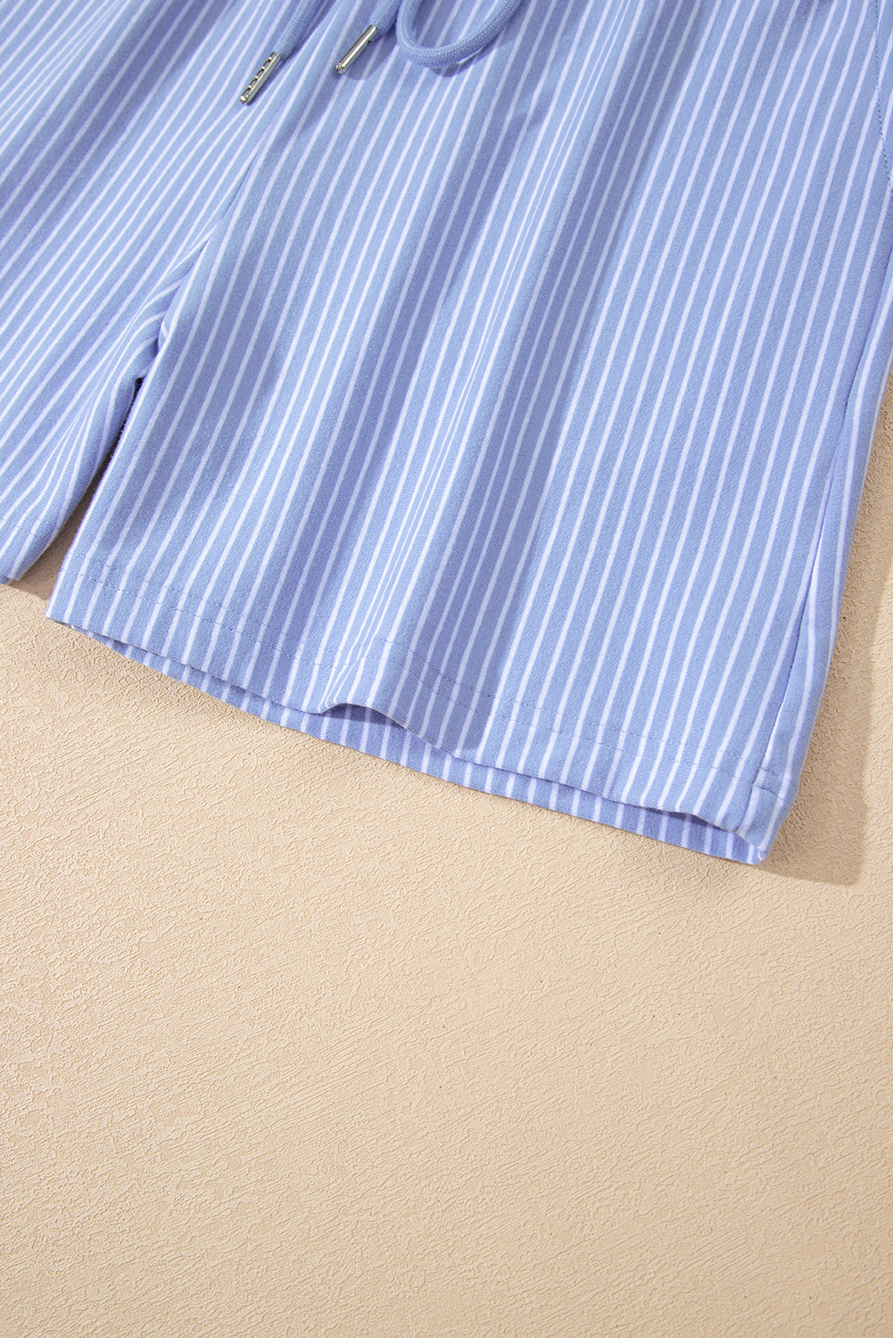 Purple Stripe Dolman Sleeve Polo Shirt and Drawstring Shorts Set