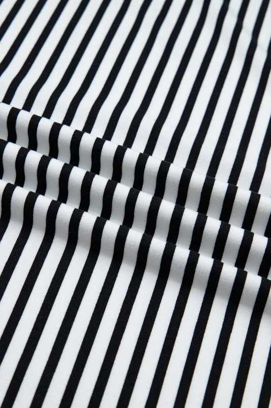 Black Stripe Plus Size Loose Straight Casual Pants