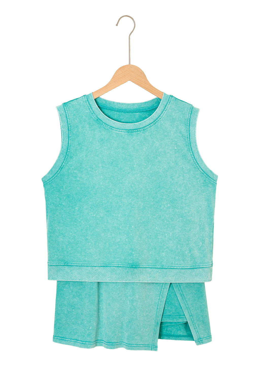 Yellow Cream 2 Pieces Mineral Wash Cotton Tank Top Lined Split Skort Set