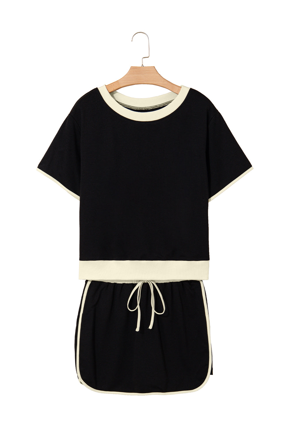 Moonlight Jade Colorblock Edge Drop Shoulder T Shirt and Skort 2Pcs Set