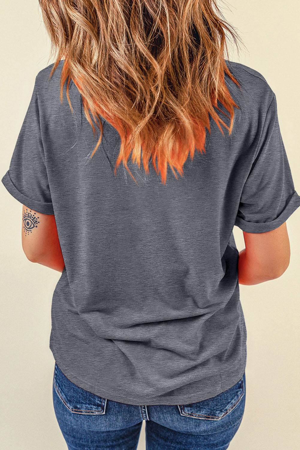 Gray GAMEDAY Letter Heat Transfer Printing Crewneck T Shirt