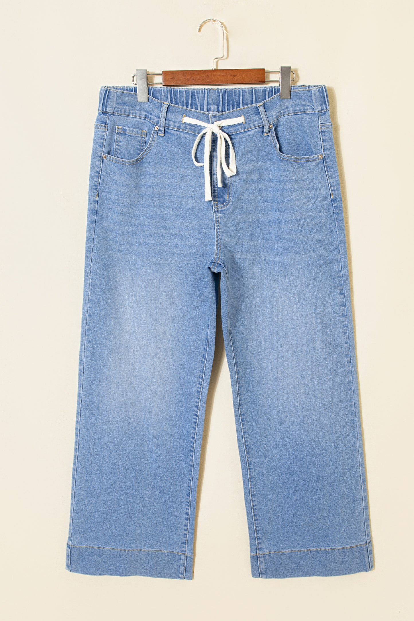 Iceland Blue Acid Wash Contrast Lace-up Plus Size Jeans
