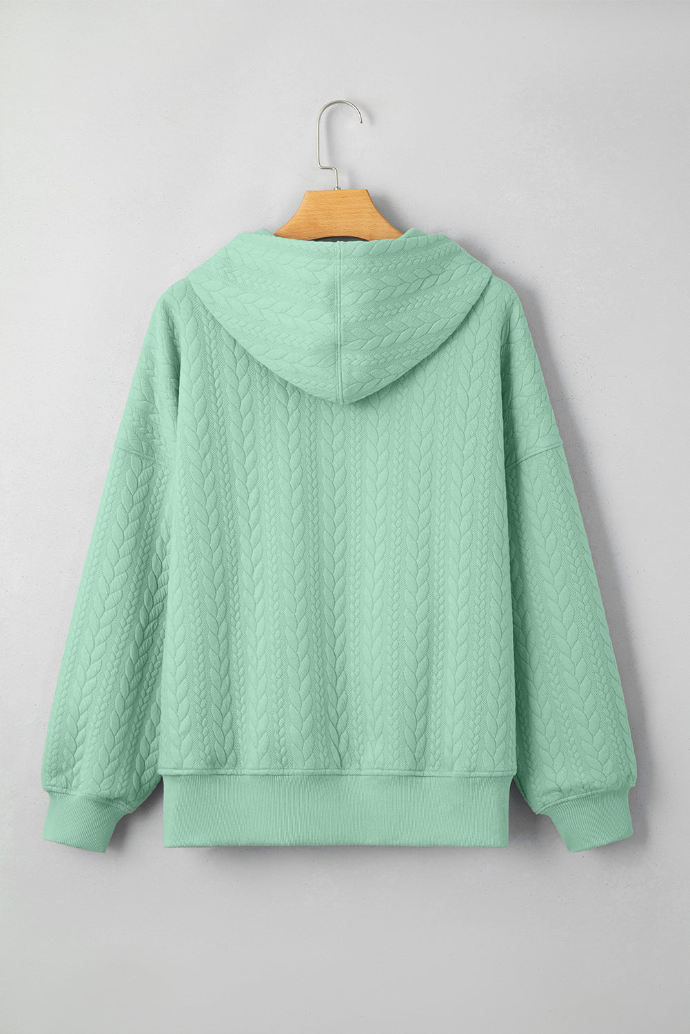 Moonlight Jade Cable Textured Baggy Solid Hoodie