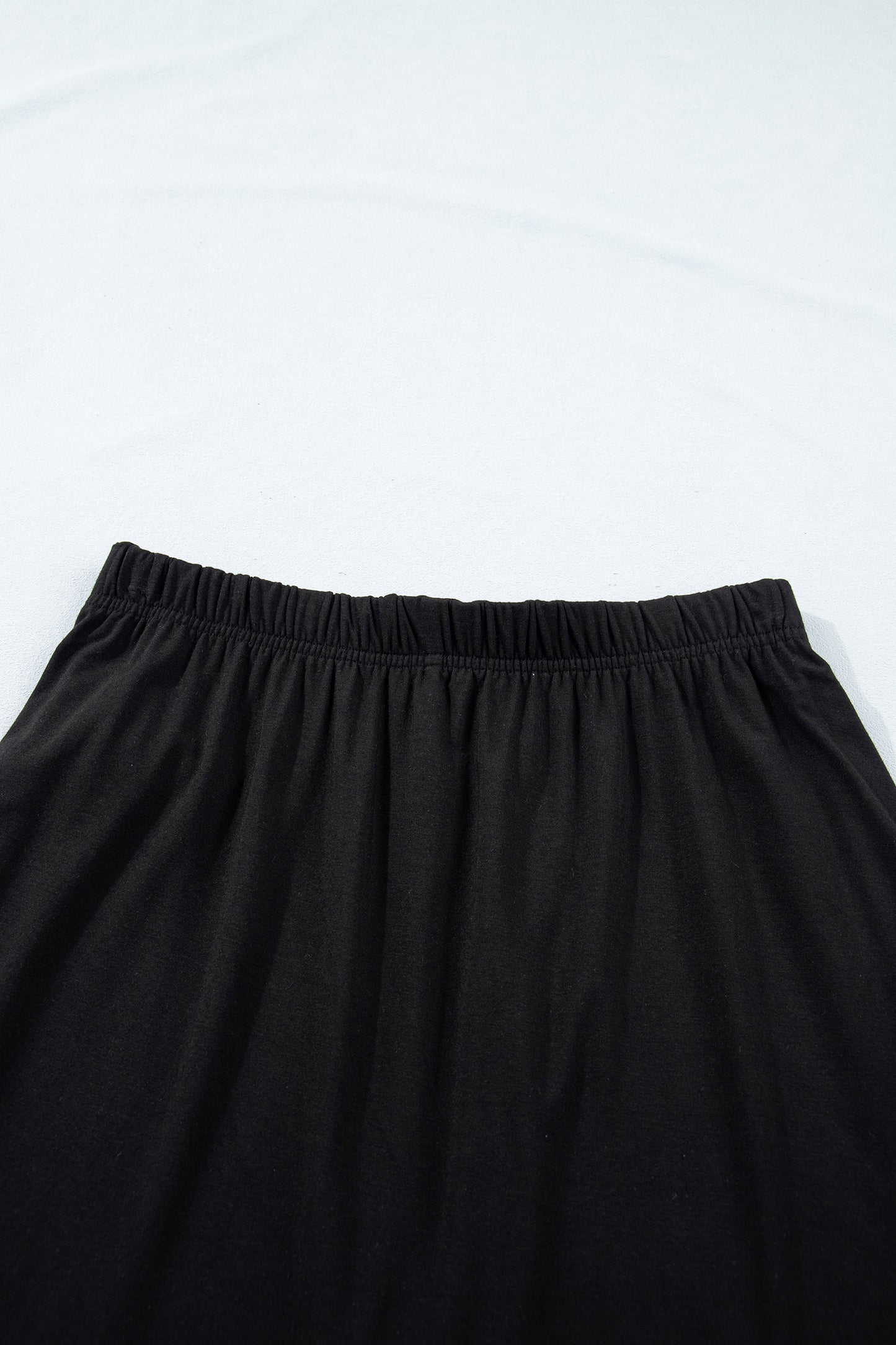 Black Solid Color Oversize Tee Tie Wrap Mini Skort 2pcs Set