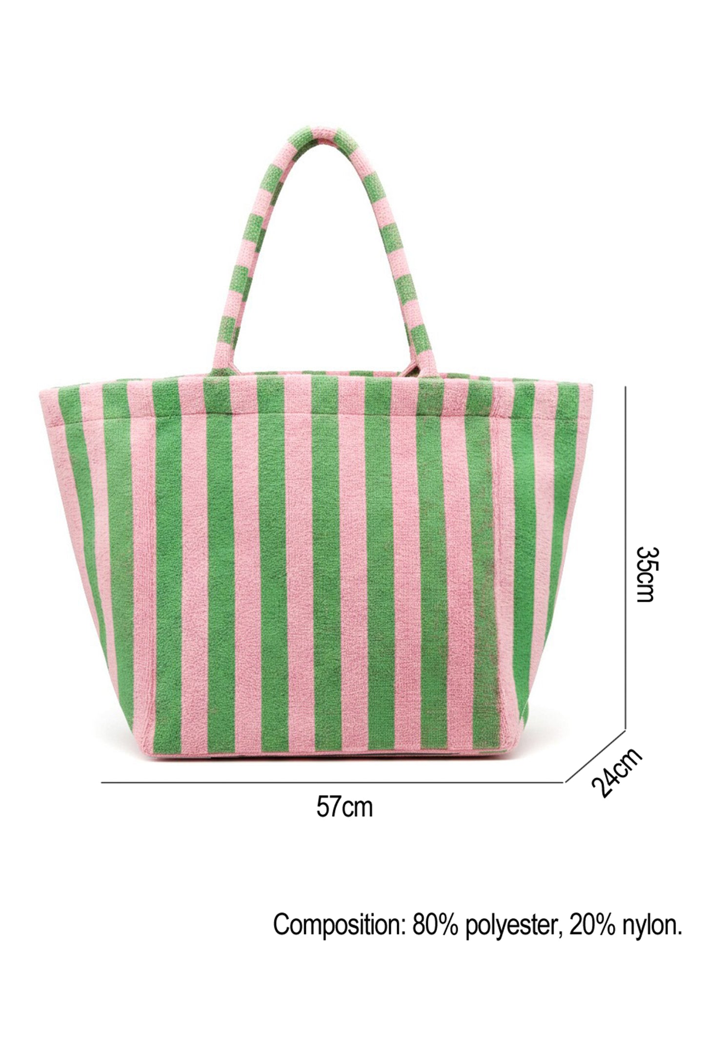 Dark Green Striped Terry Large Beach Tote Bag