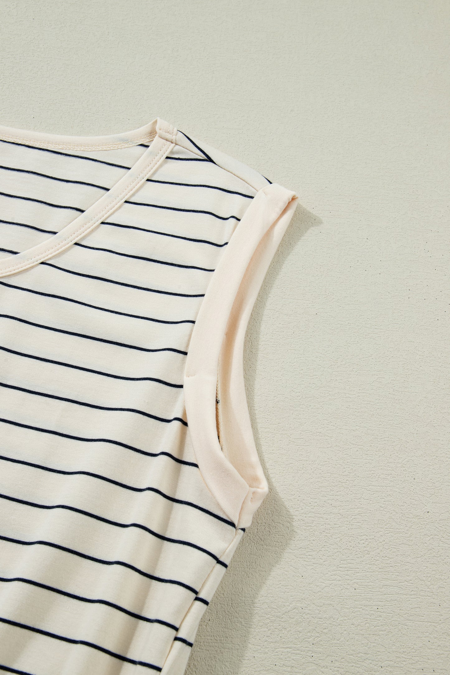 Black Stripe Drawstring Tunic Tank Mini Dress with Pockets