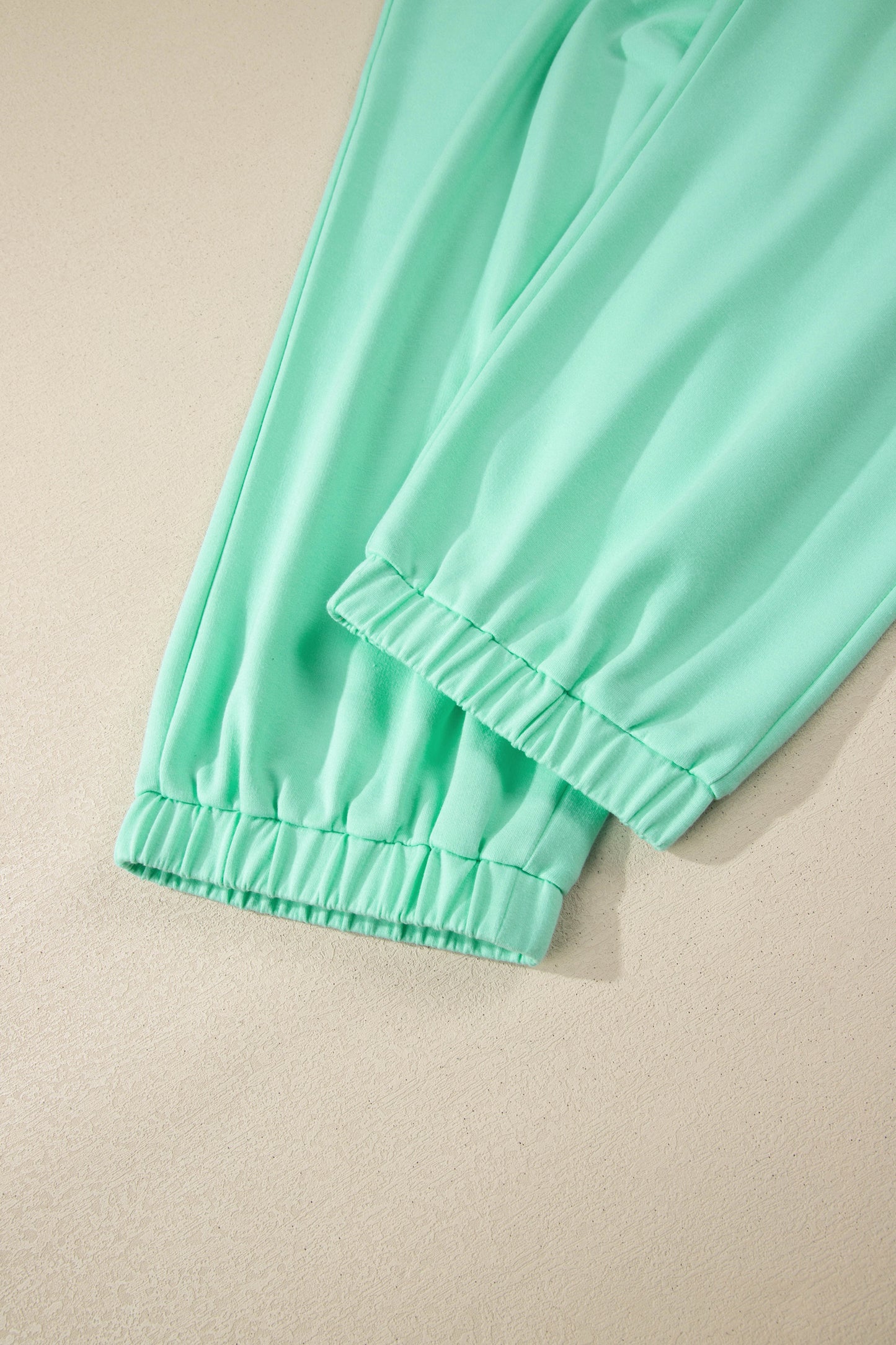 Bonbon Solid V-Neck Tee and Drawstring Plus Size Pants Set