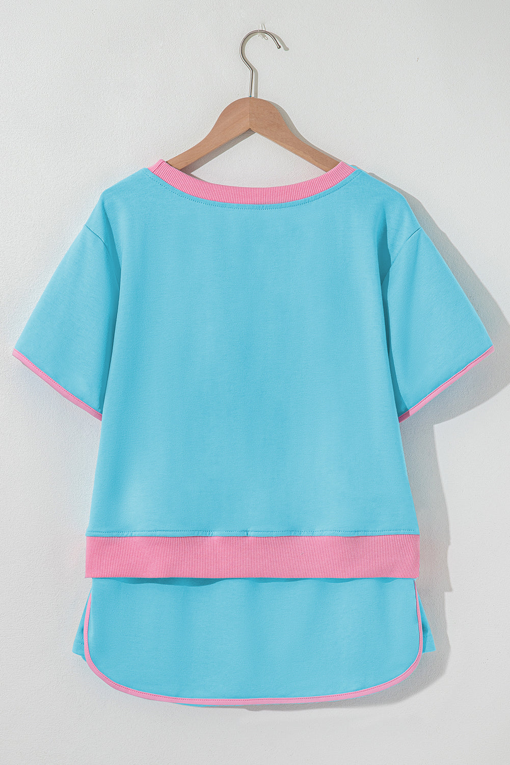 Moonlight Jade Colorblock Edge Drop Shoulder T Shirt and Skort 2Pcs Set