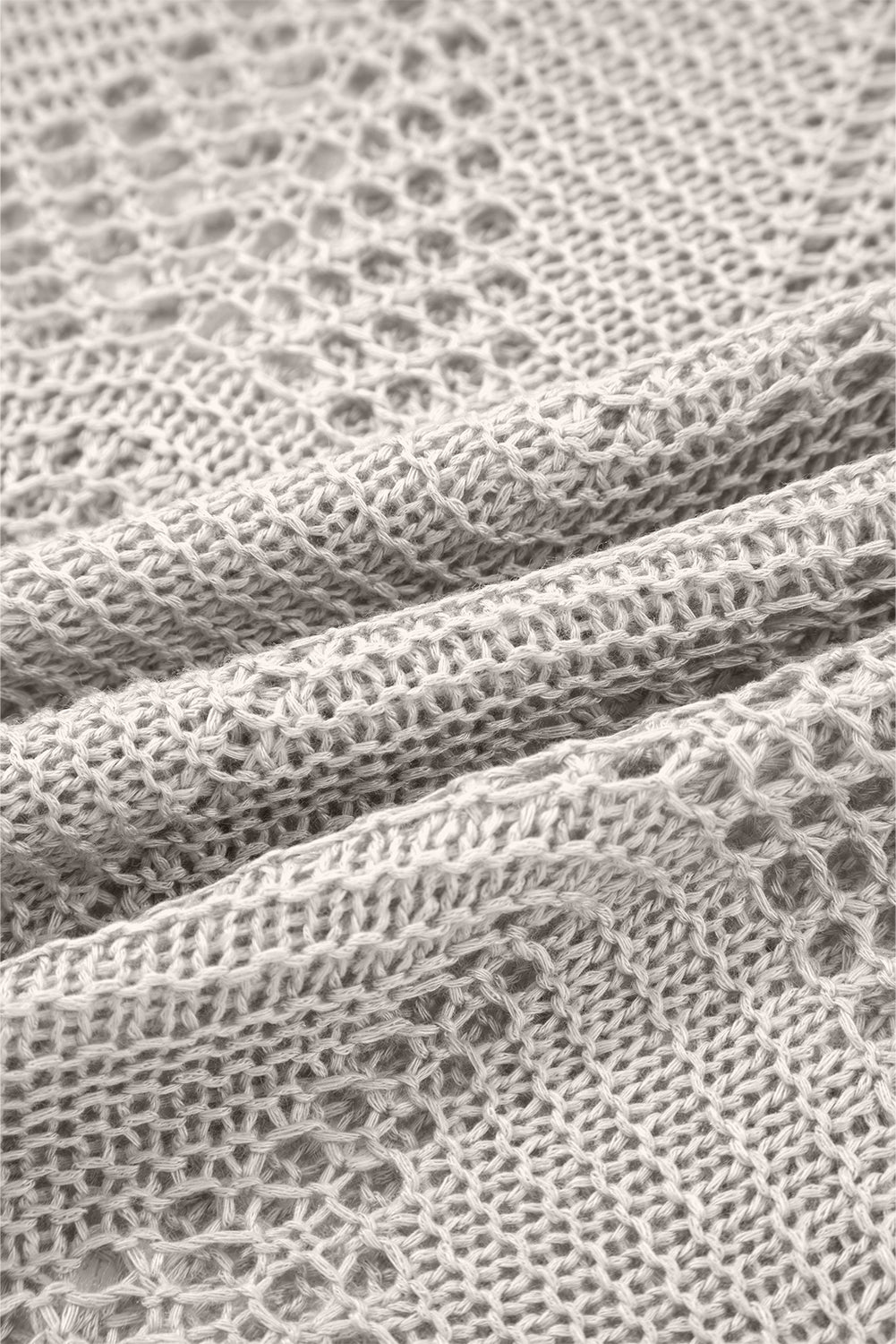 Seagrass Hollow Out Knit 3/4 Sleeve Loose Sweater