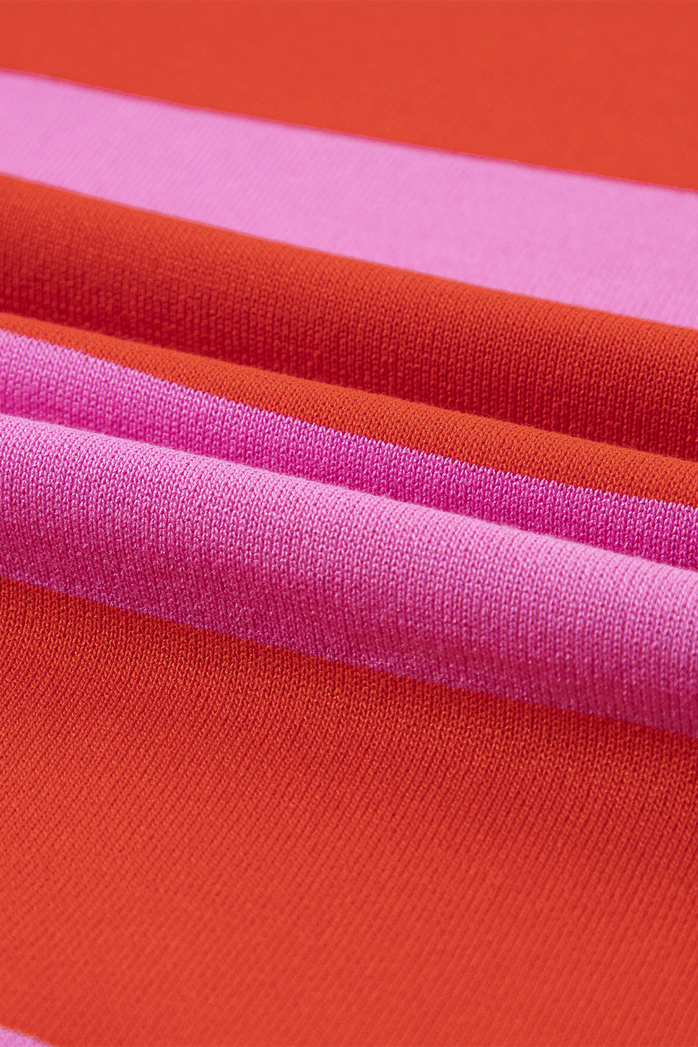 Bright Pink Colorblock Knitted Round Neck T Shirt