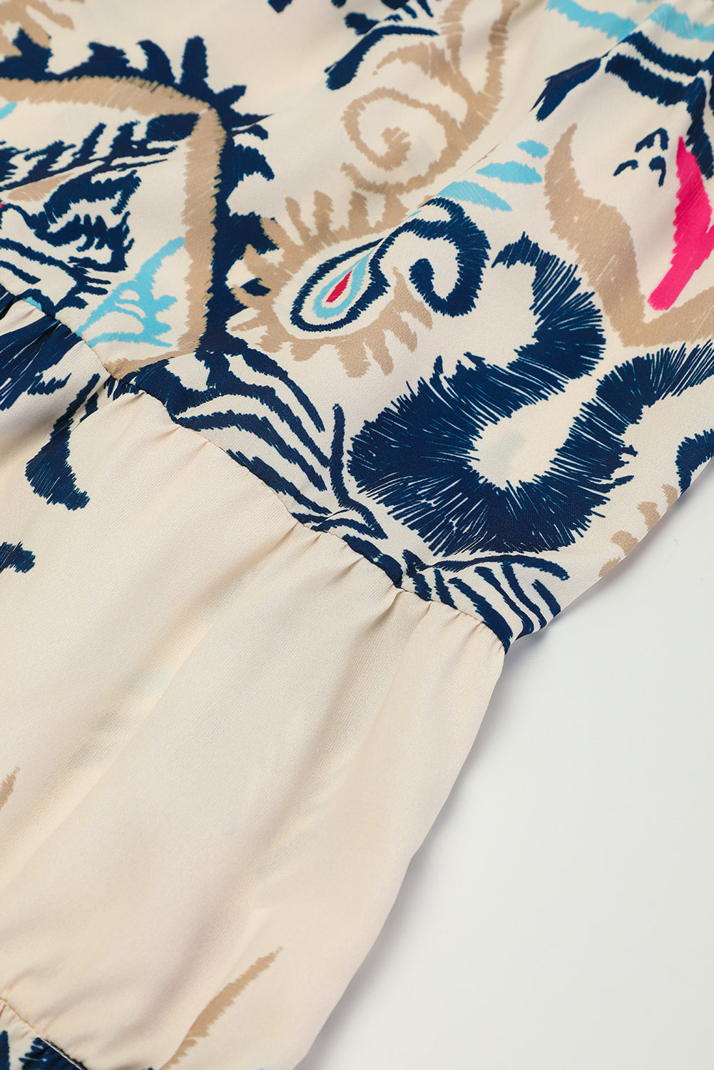 Sky Blue Ethnic Print Boho Tiered Mini Dress