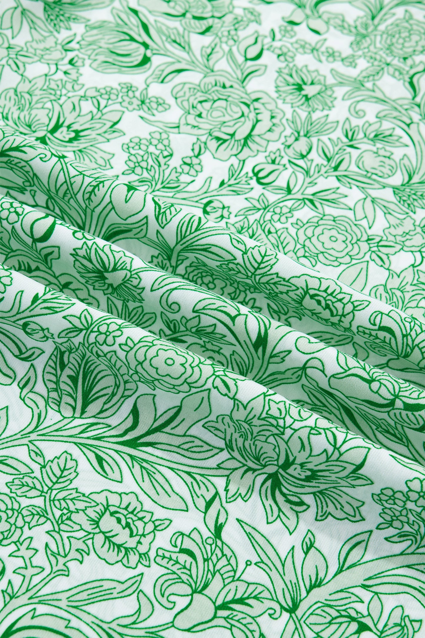 Green Plus Size Contrast Trim Flutter Sleeve Floral Kaftan Maxi Dress