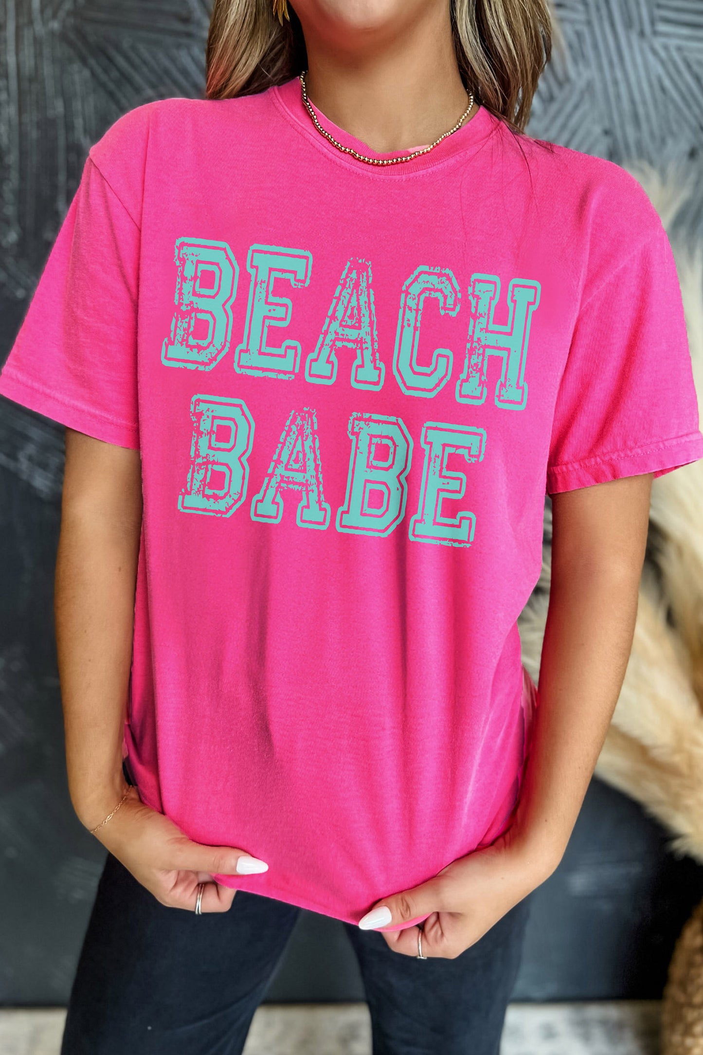 Rose Red BEACH BABE Graphic Relaxed T Shirt