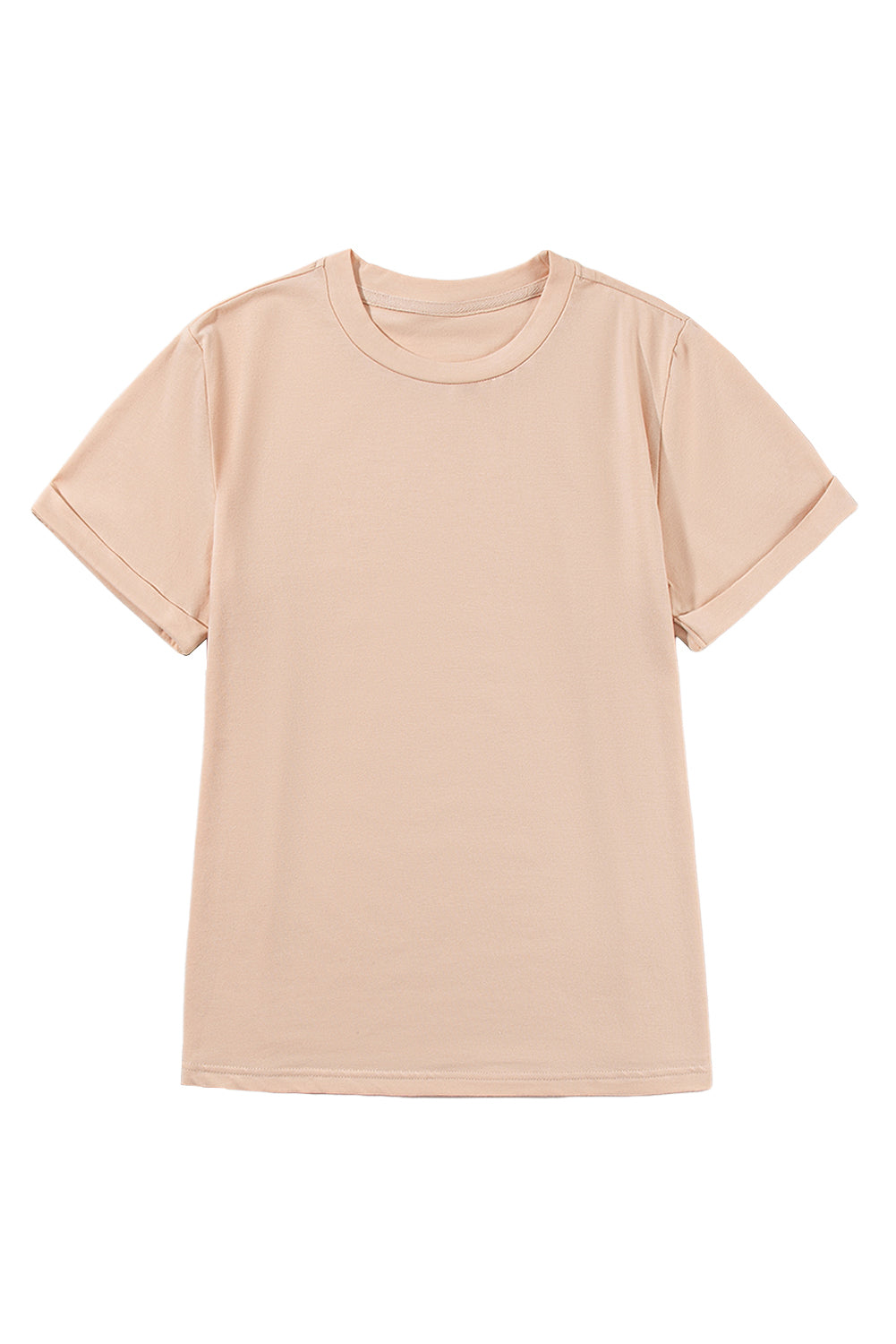 Sachet Pink Solid Color Basic Crew Neck Plain Tee