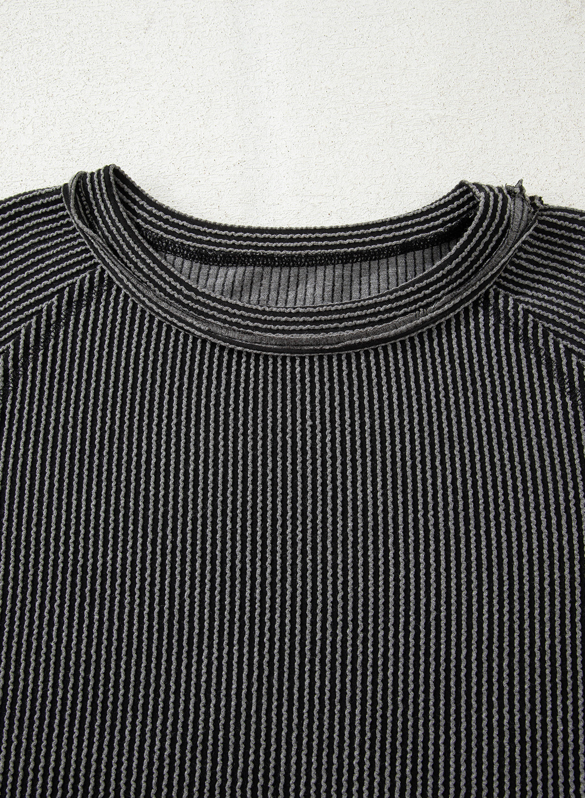 Dark Grey Corded Lantern Sleeve Top High Waist Ruffled Mini Skort Set