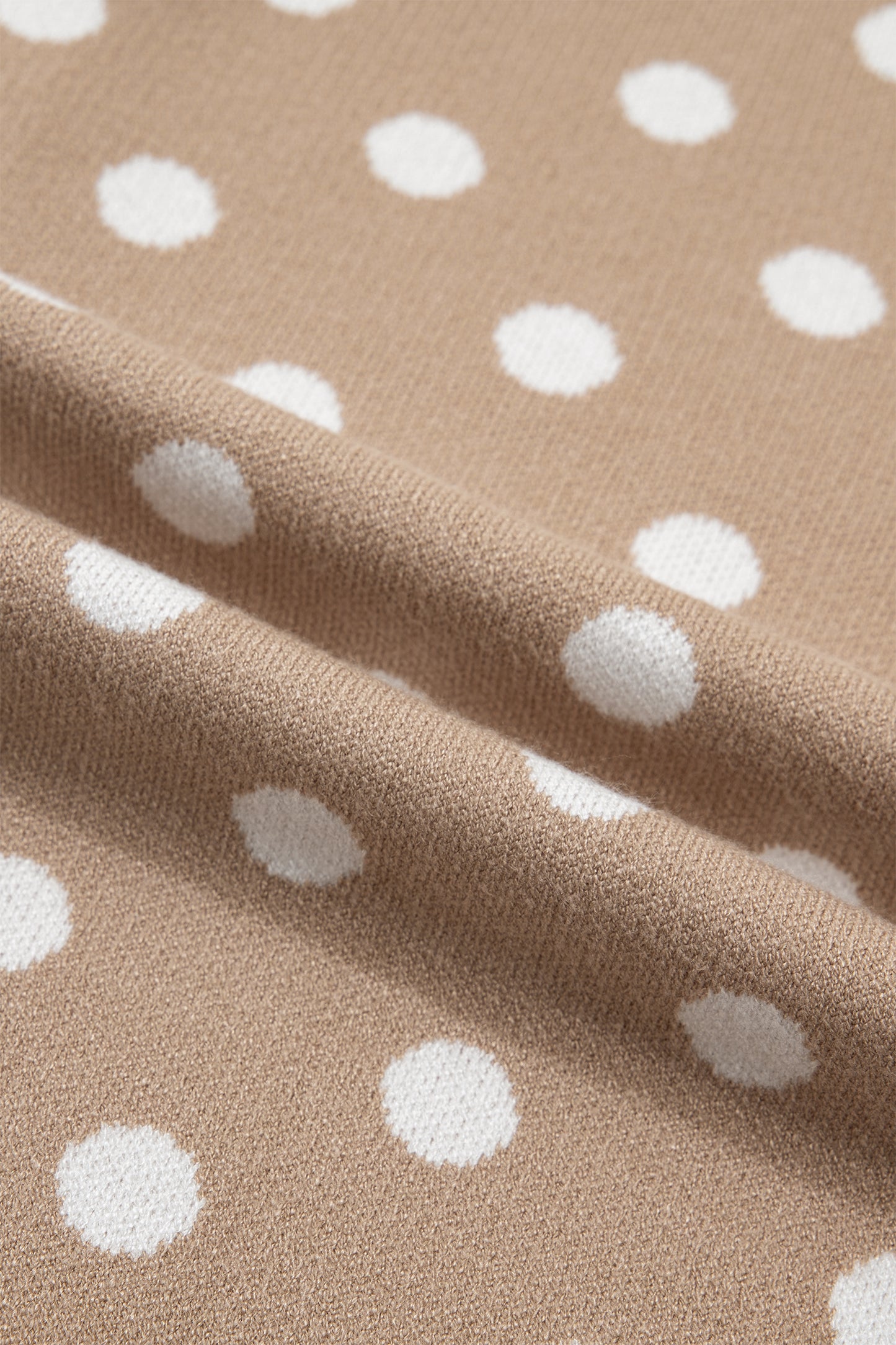 Dark Khaki Polka Dot Short Sleeve Button Down Sweater Cardigan