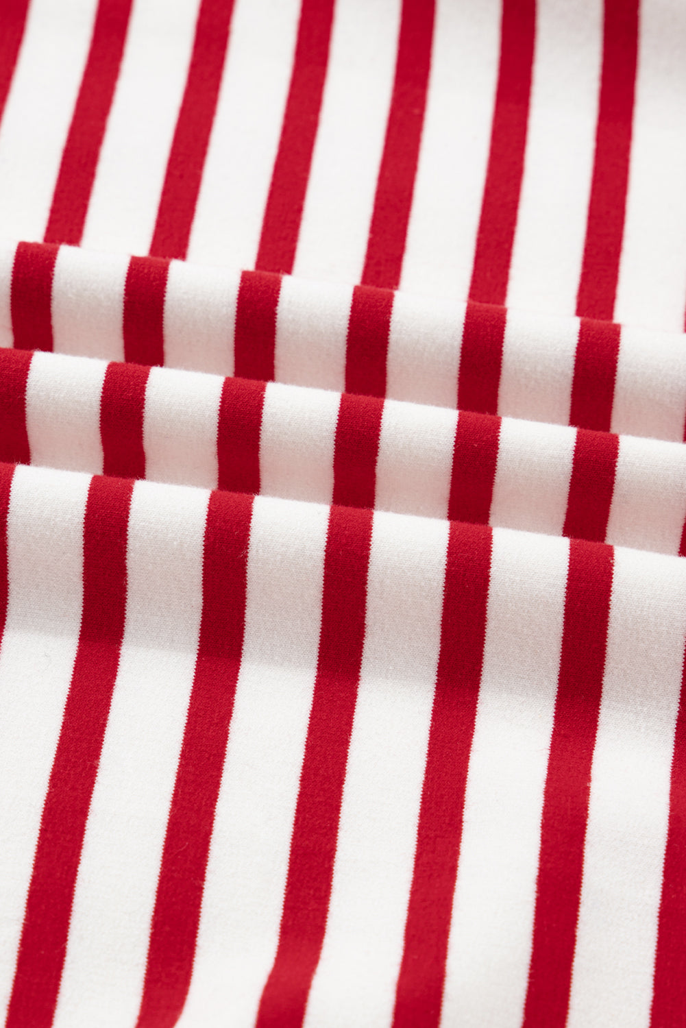 Red Striped Ruffle Shoulder Long Sleeve Top