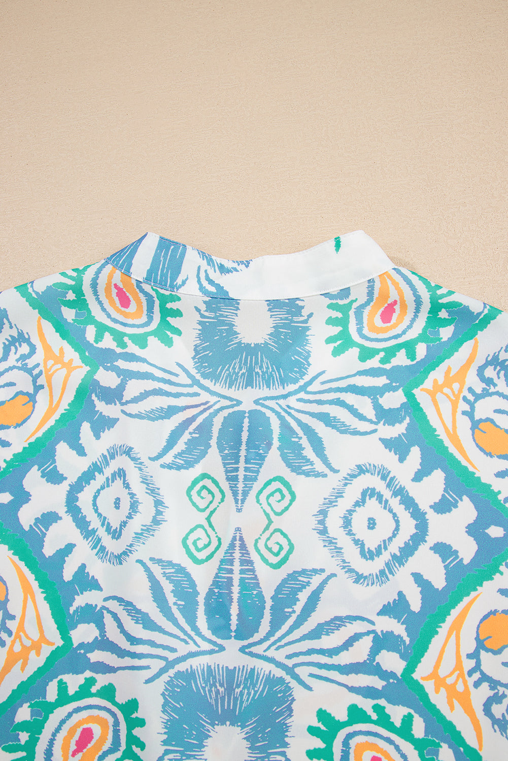 Sky Blue Ethnic Print Boho Tiered Mini Dress