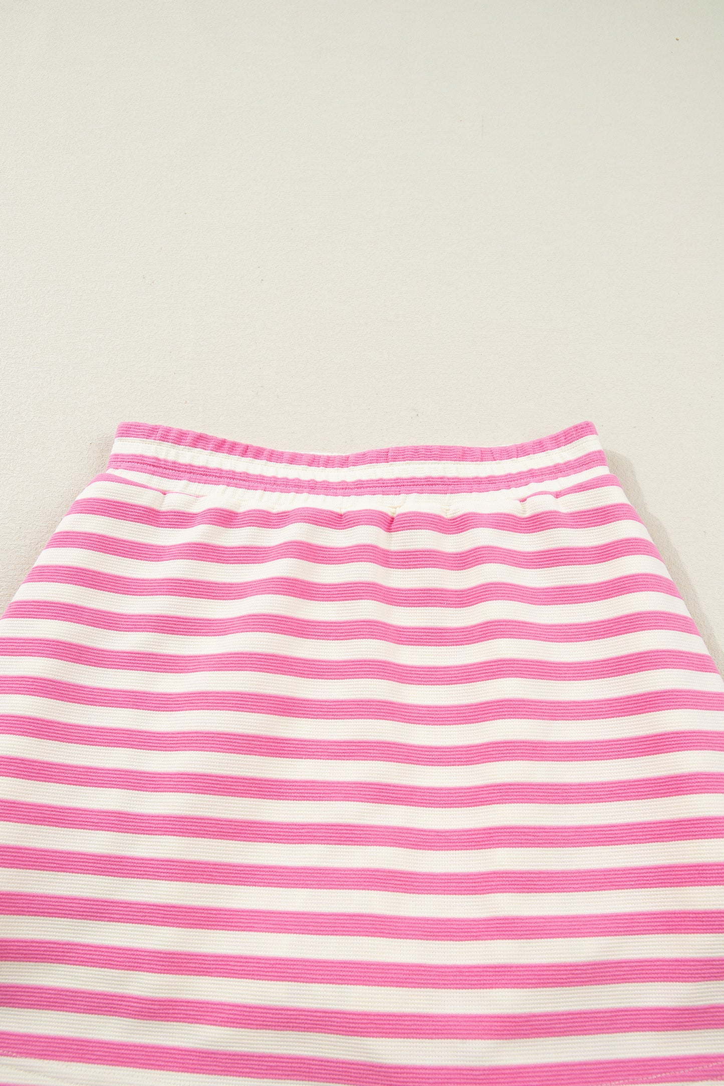 Sachet Pink Textured Stripe Print Contrast Trim Zip Collar Sleeveless 2pcs Skort Set