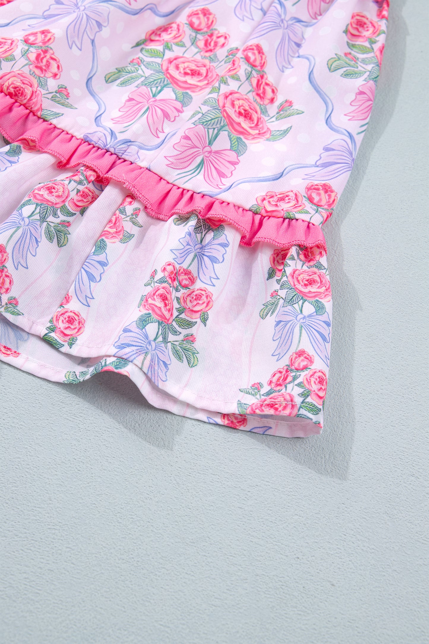 Purple Tiered Ruffles Sleeveless Summer Floral Dress