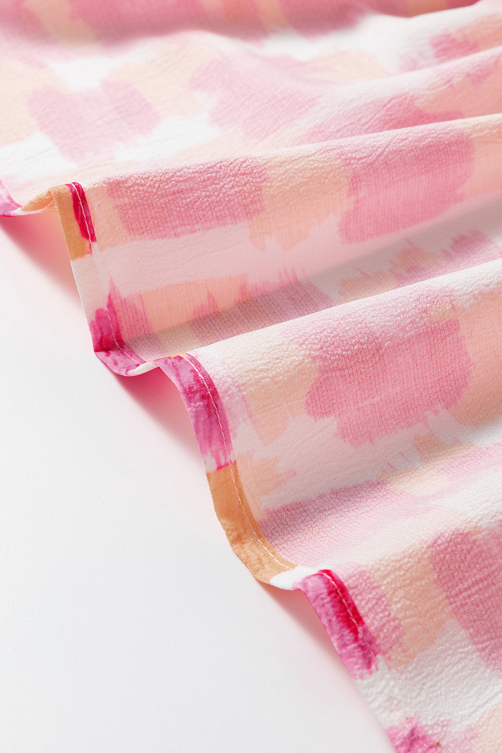Pink Abstract Print Frill Neck Sleeveless Mini Dress