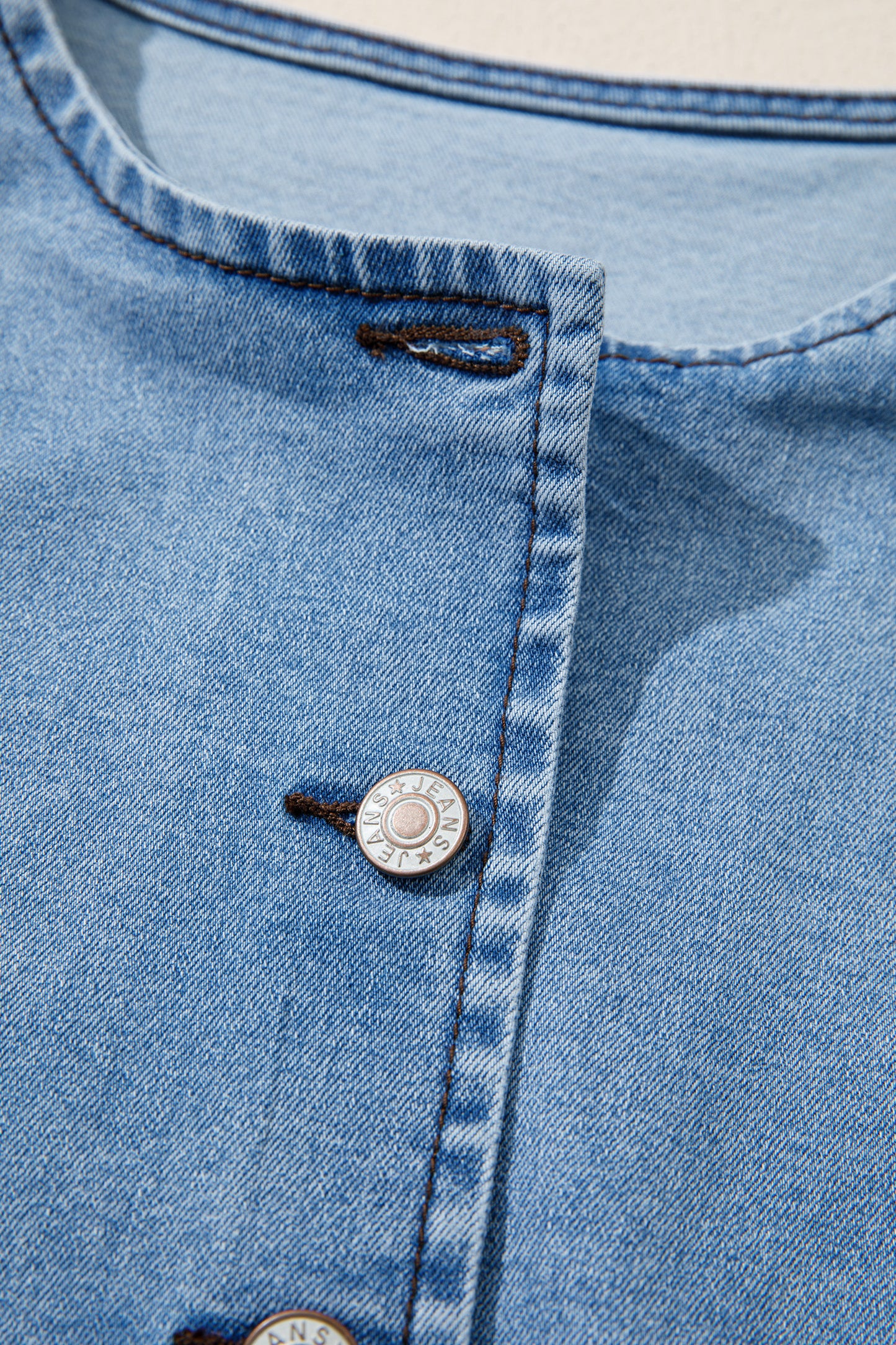Ashleigh Blue Buttoned Front Slit Denim Vest