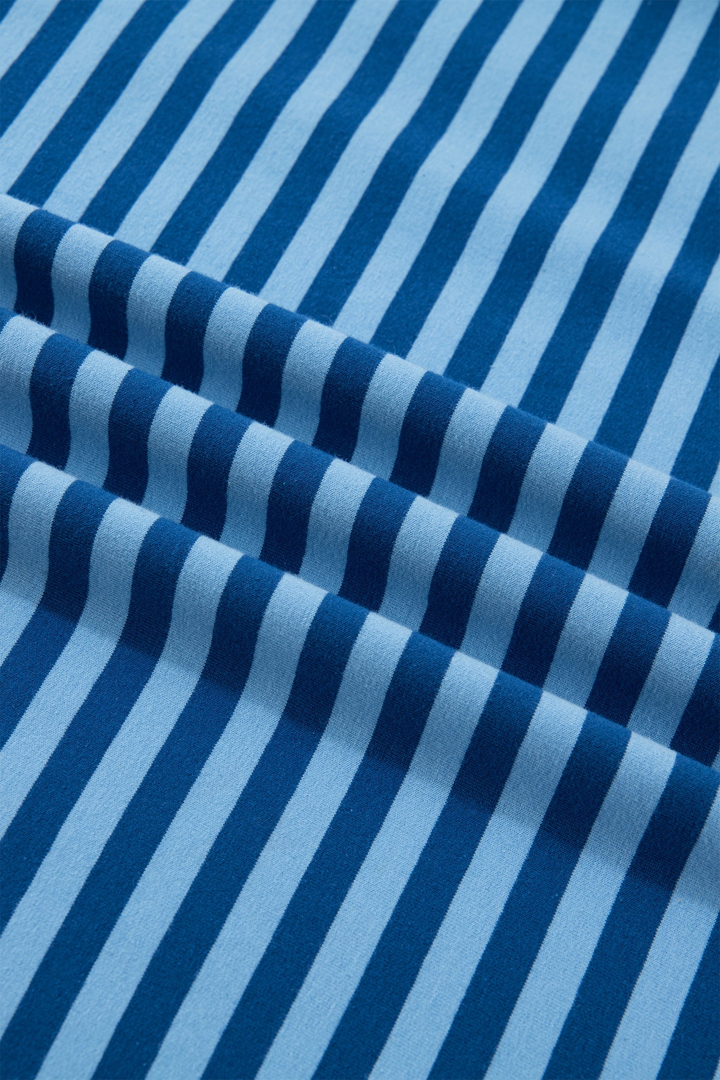 Blue Stripe Plus Size Dropped Shoulder Tee and Shorts Two-Piece Set