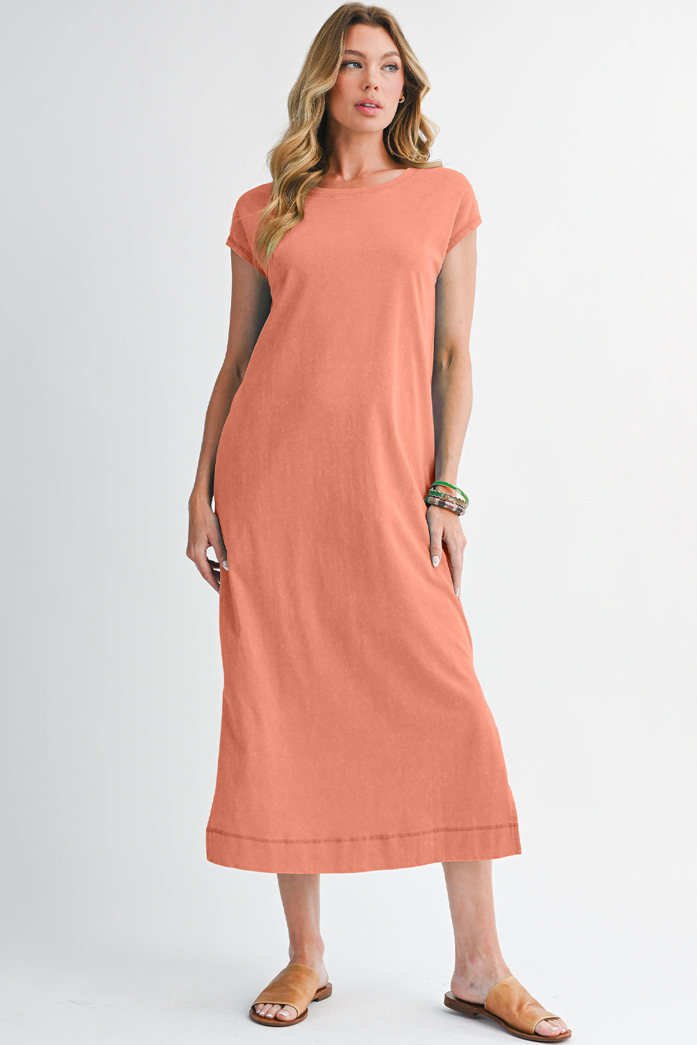 Clearly Aqua Mineral Wash Pocketed T-shirt Dress