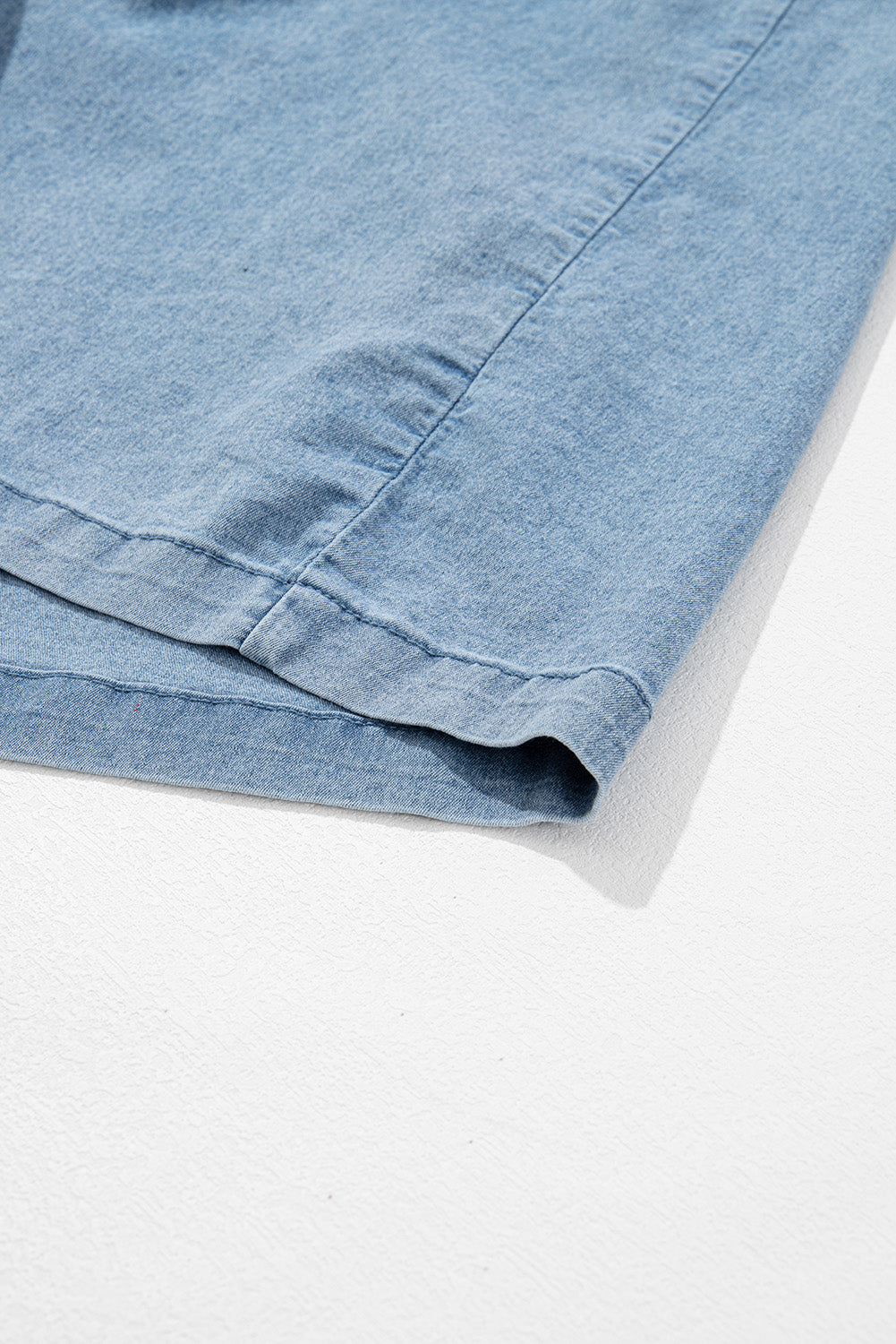 Dark Blue Short Sleeve Button Up Loose Denim Shirt Dress