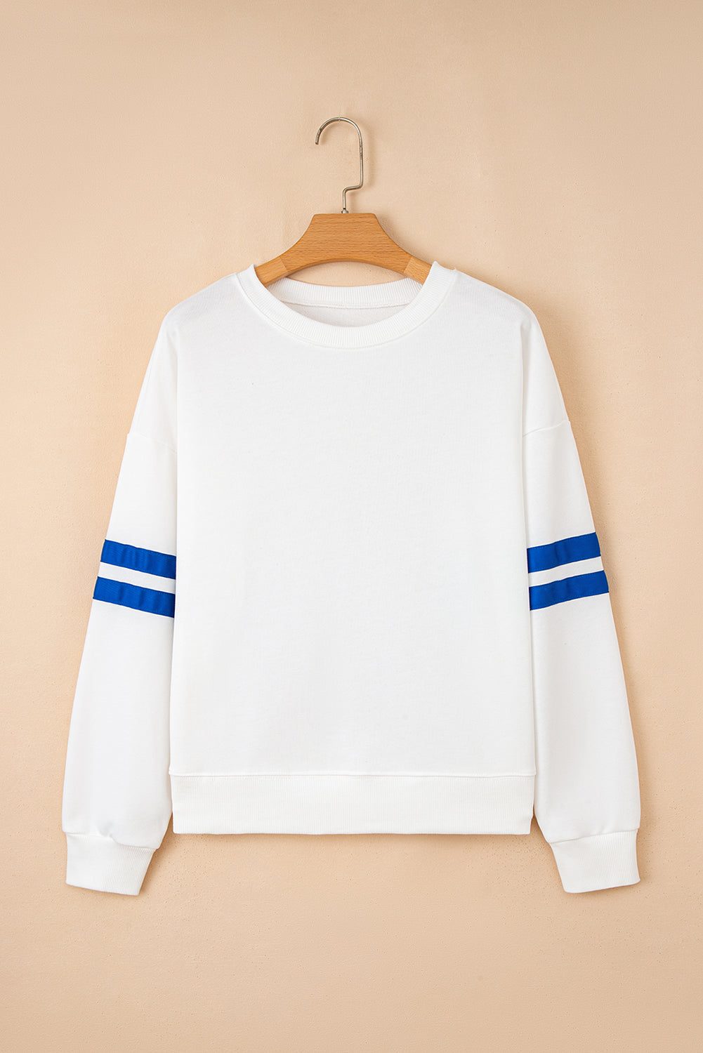 White Preppy Striped Sleeve Loose Sweatshirt
