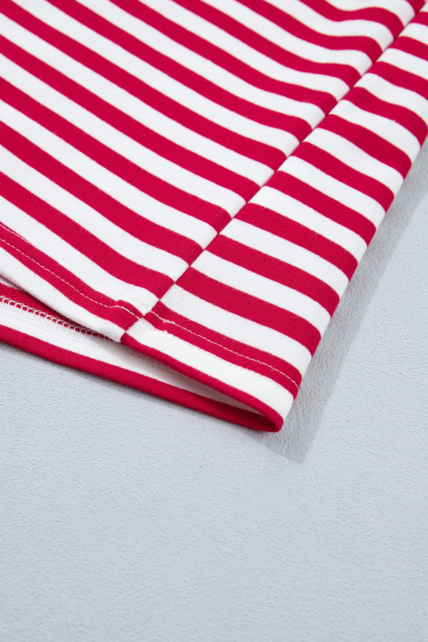 Yellow Stripe Colorblock Trim V Neck Tee Drawstring Elastic Waist Short Set