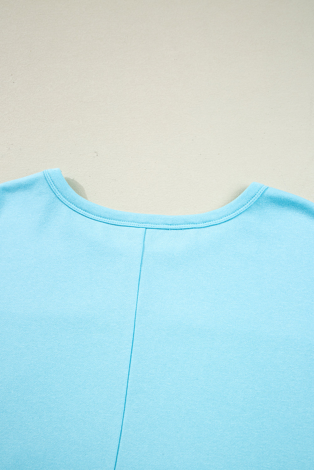 Aruba Blue Solid Color Pullover Top Plus Size Raw Hem Shorts Set