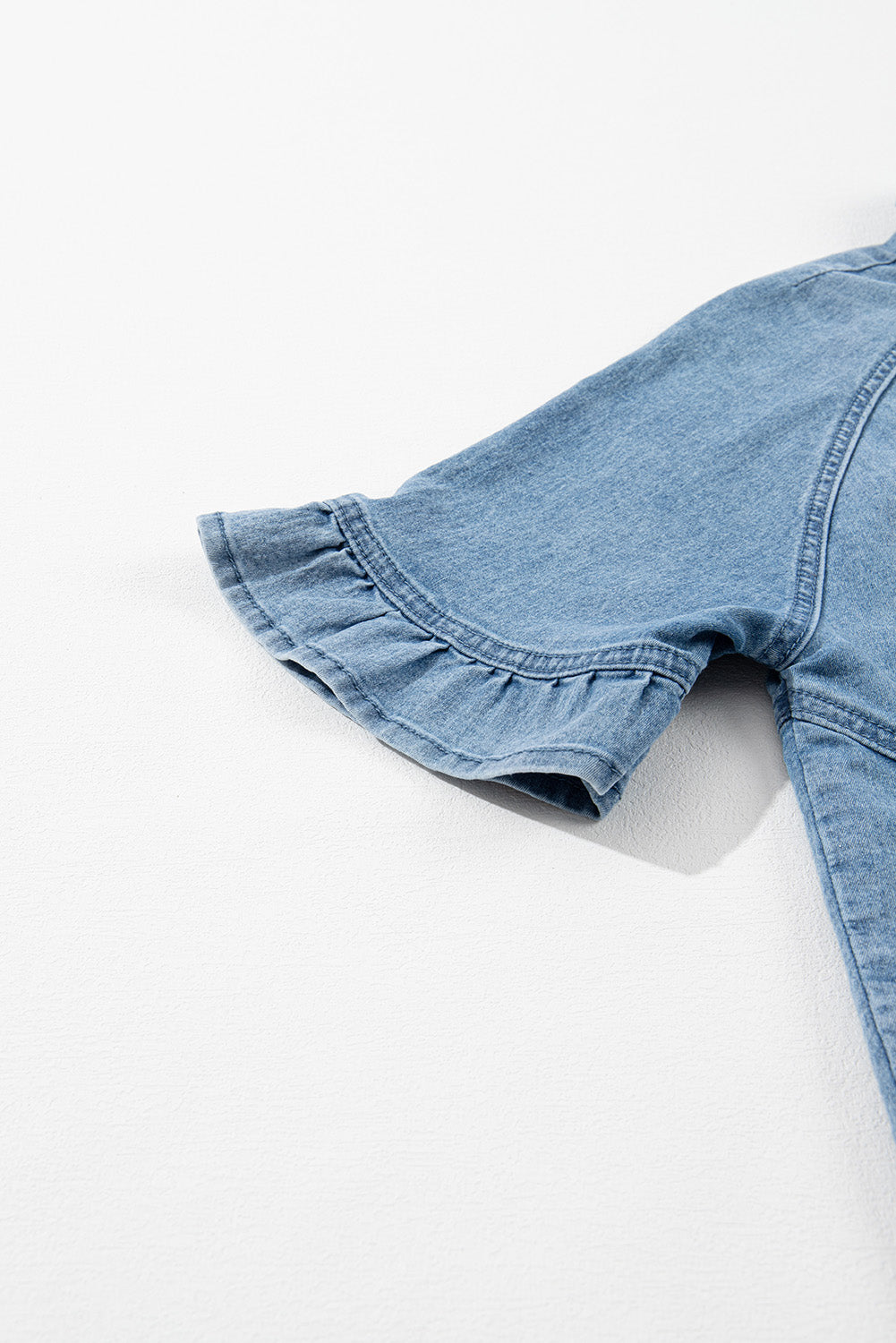 Dark Blue Short Sleeve Button Up Loose Denim Shirt Dress