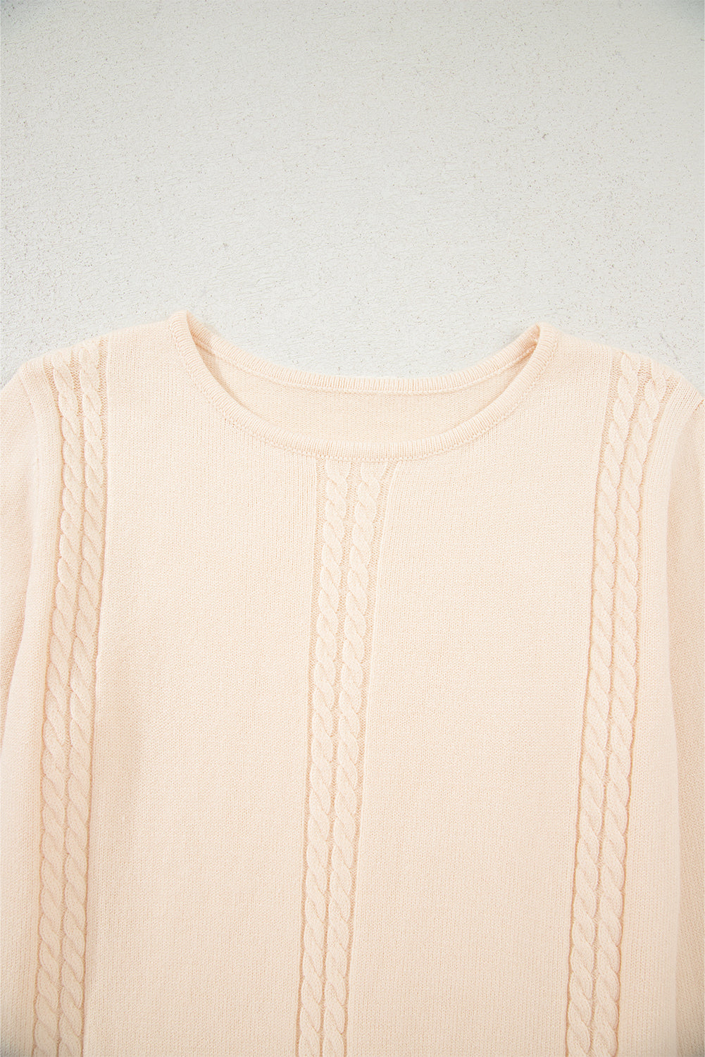 Beige Bohemian Floral Ruffle Hem Patchwork Knit Sweater