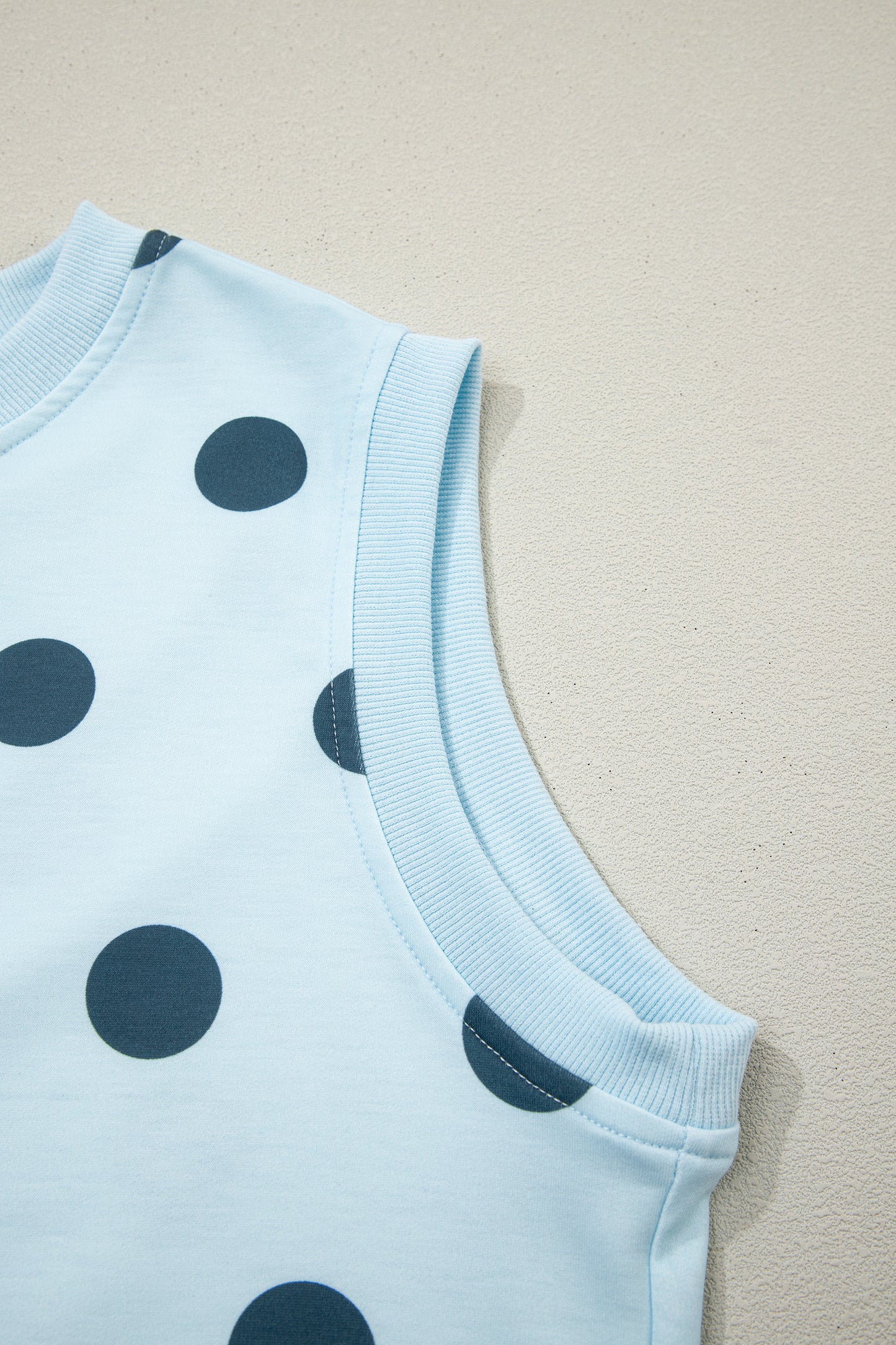 White Ribbed Trim Polka Dot Print Tank Split Mini Skort 2pcs Set