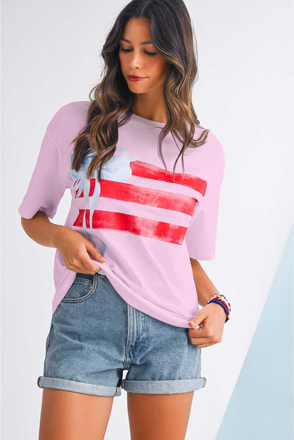 Myosotis Flag Bow Graphic Crewneck Tee