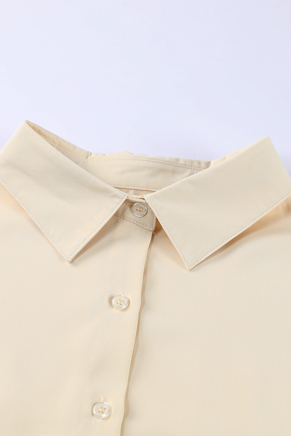 White Plain 3/4 Batwing Sleeve Oversize Button Up Blouse