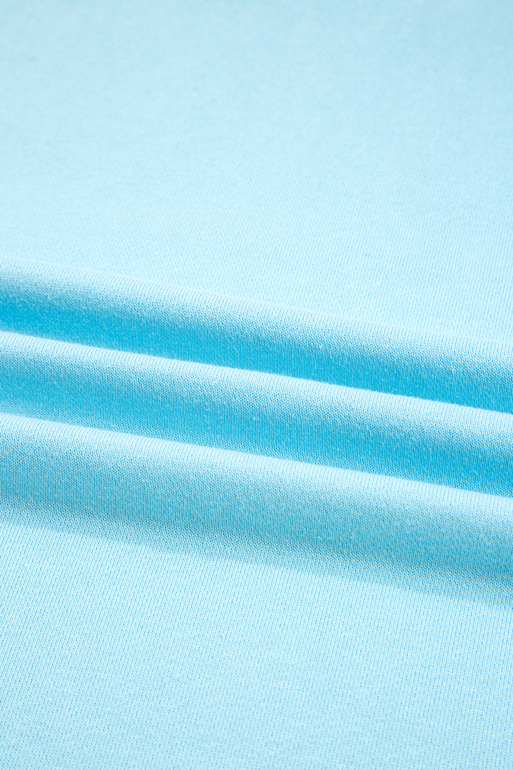 Aruba Blue Solid Color Pullover Top Plus Size Raw Hem Shorts Set