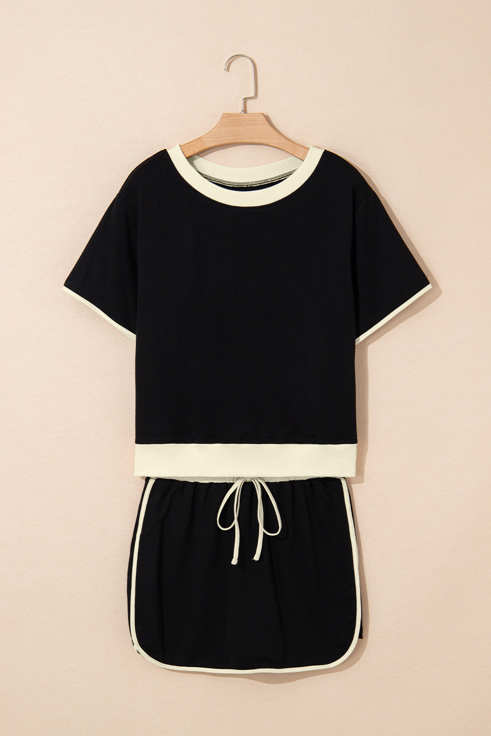 Moonlight Jade Colorblock Edge Drop Shoulder T Shirt and Skort 2Pcs Set