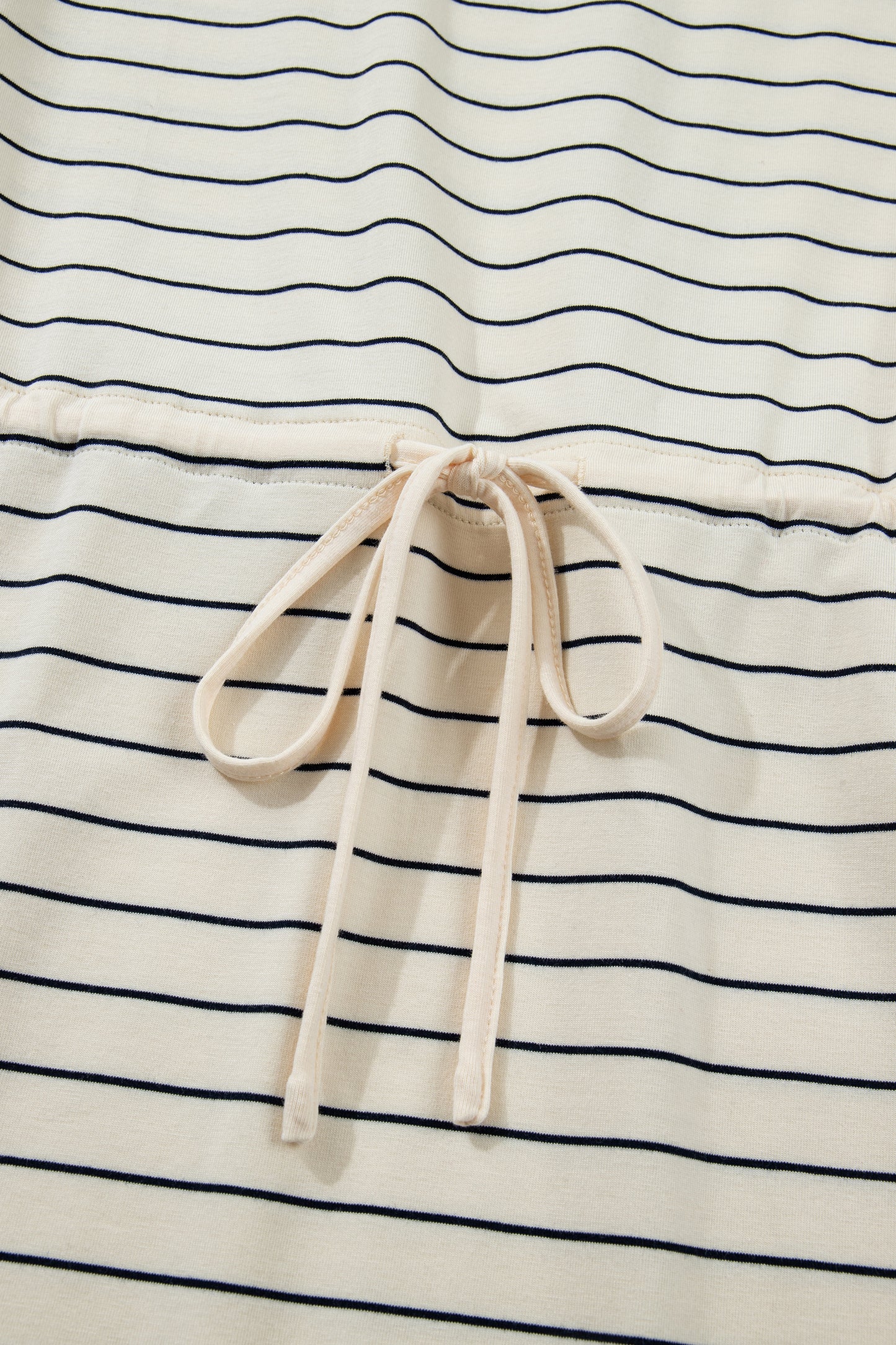 Black Stripe Drawstring Tunic Tank Mini Dress with Pockets