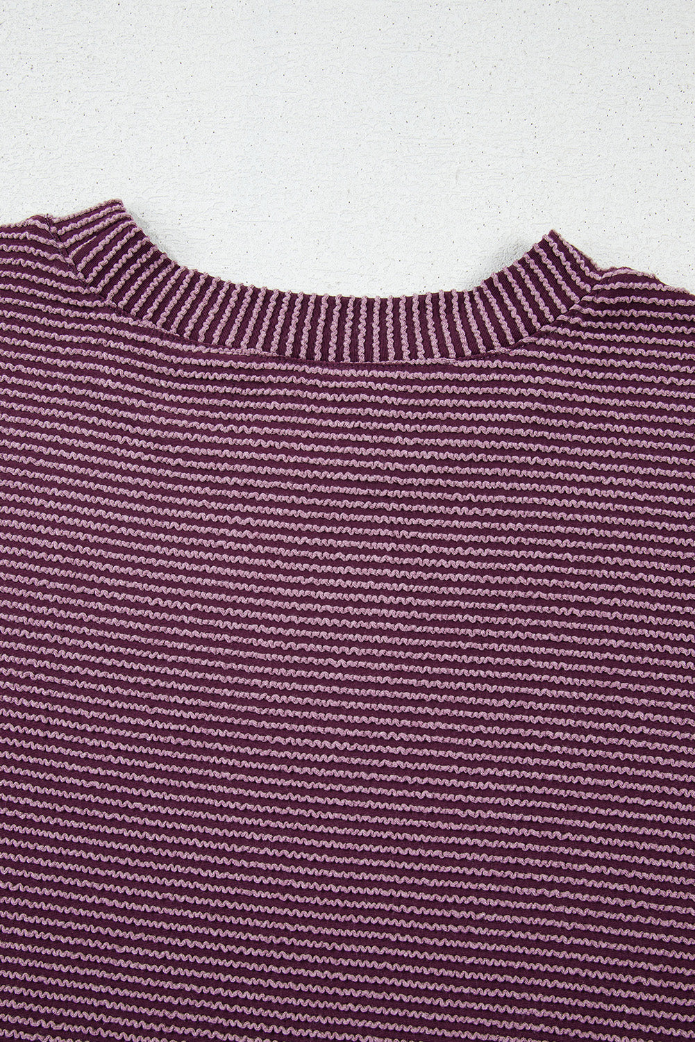 Bright Pink Plain Corded Mock Neck T Shirt