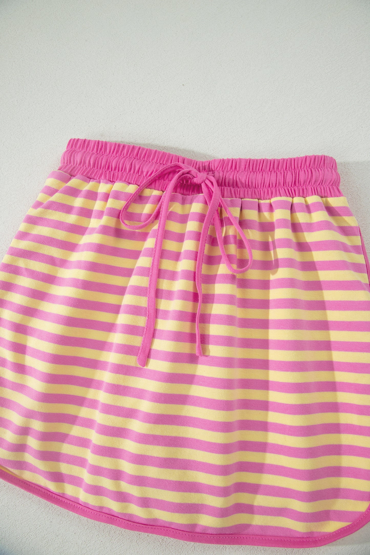 Blue Stripe Loose Short Sleeve Top and Skirt Set