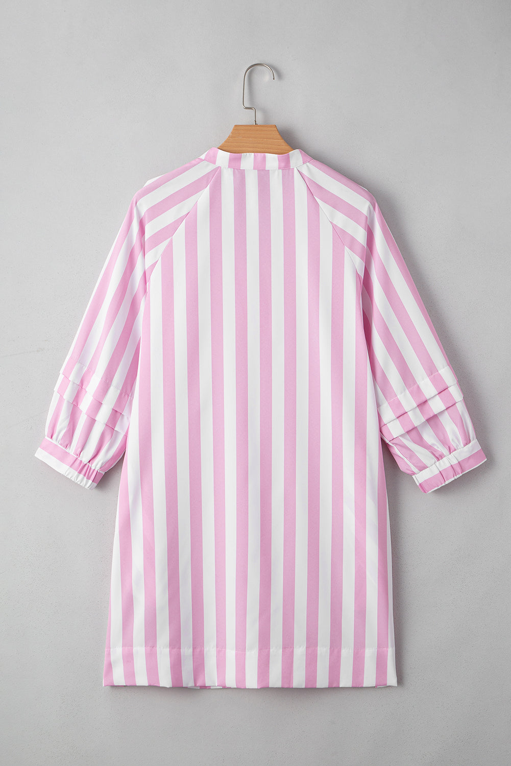 Rose Striped Long Sleeve Buttons Loose Mini Dress