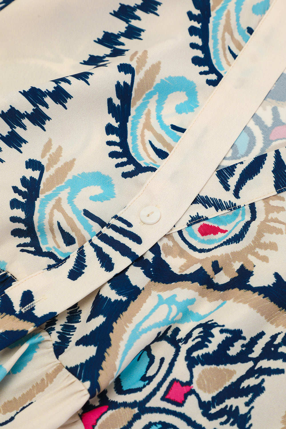 Sky Blue Ethnic Print Boho Tiered Mini Dress