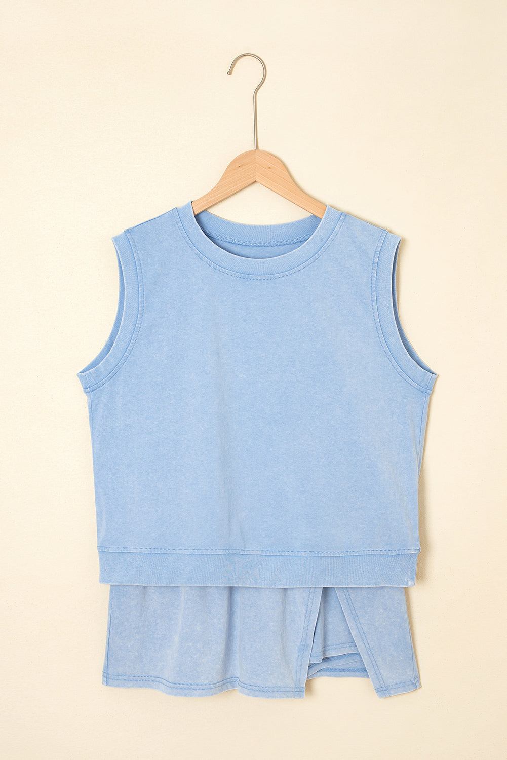 Yellow Cream 2 Pieces Mineral Wash Cotton Tank Top Lined Split Skort Set