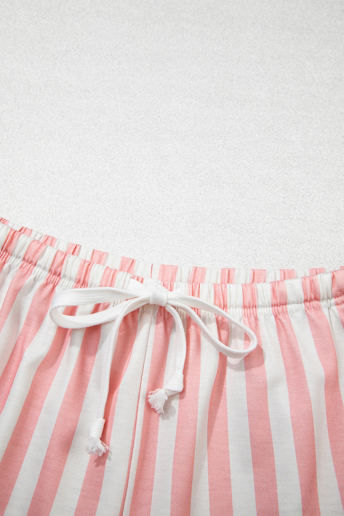 Smoke Green Striped Color Block Pullover Top Drawstring Shorts Set