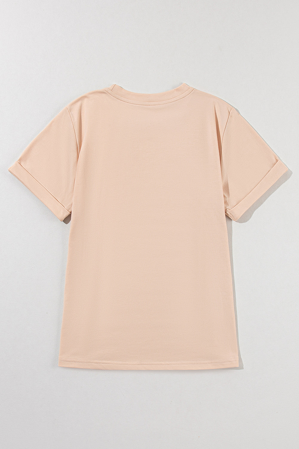 Sachet Pink Solid Color Basic Crew Neck Plain Tee