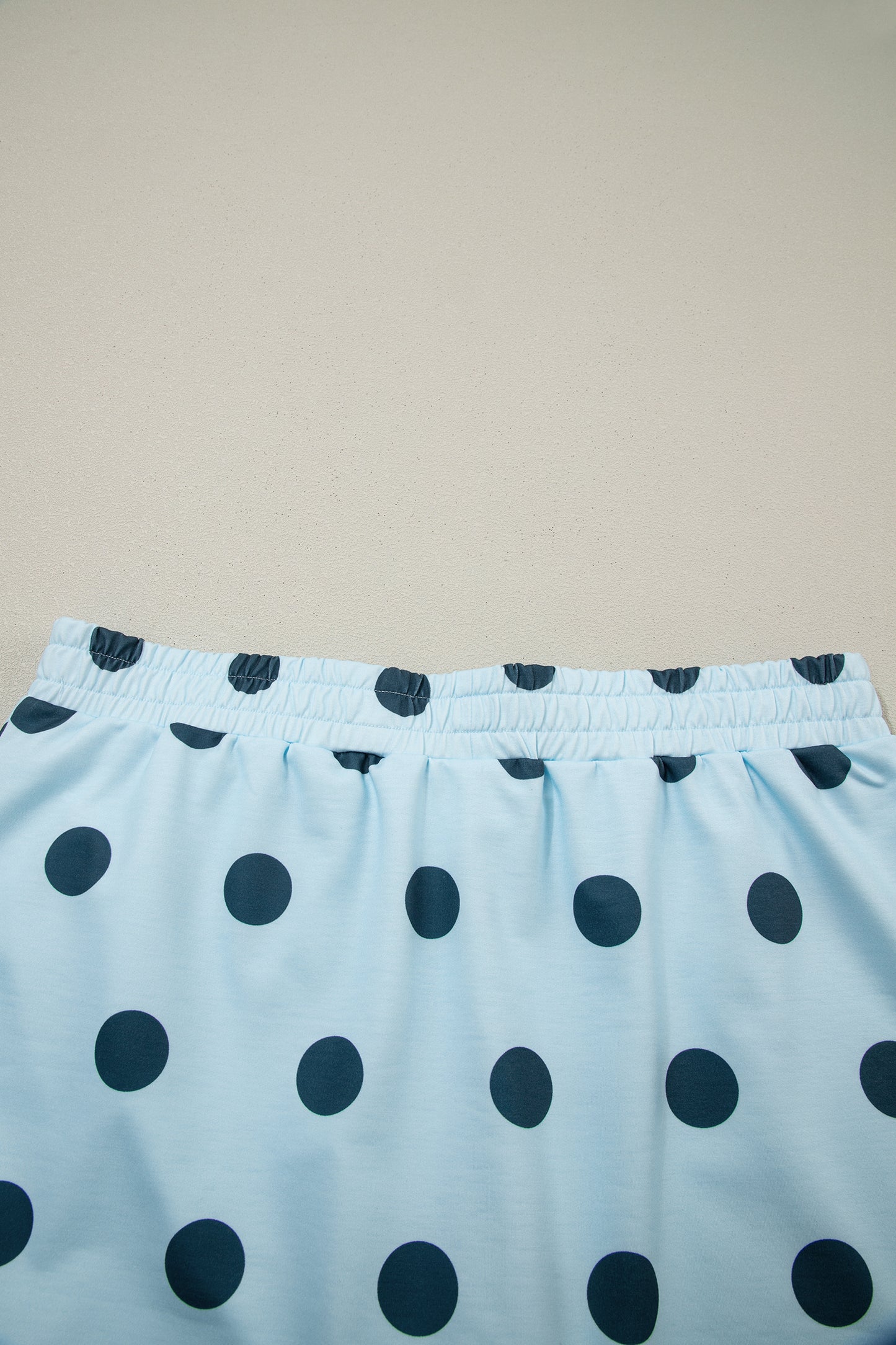 White Ribbed Trim Polka Dot Print Tank Split Mini Skort 2pcs Set